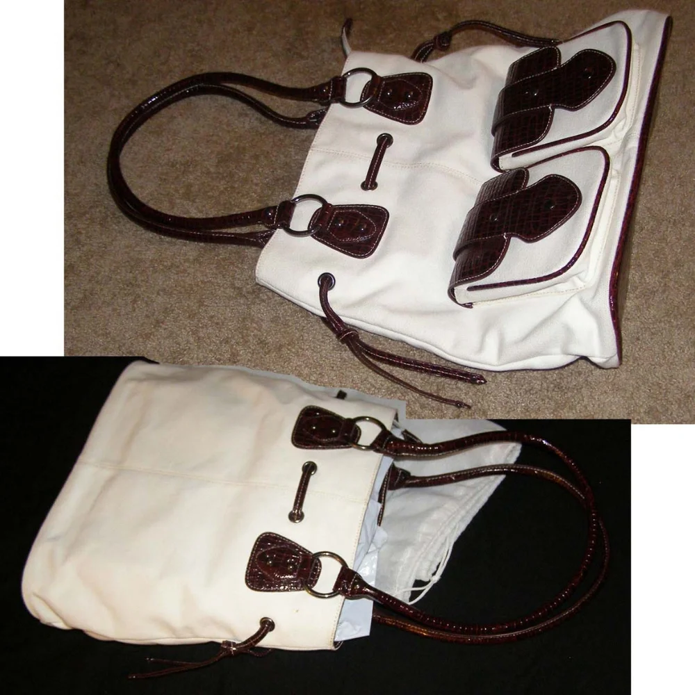 🍷New Earth Axxessories canvas & faux leather bag Summer tote